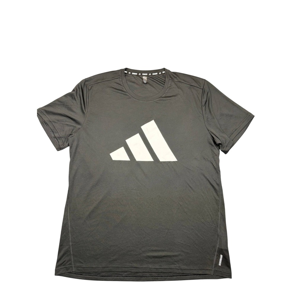 Adidas Mens‎ Aeroready Running T-Shirt Black Large Logo Graphic Tee HM8435